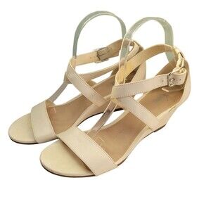 Fioni Cream Strappy Wedge Heels Size 9